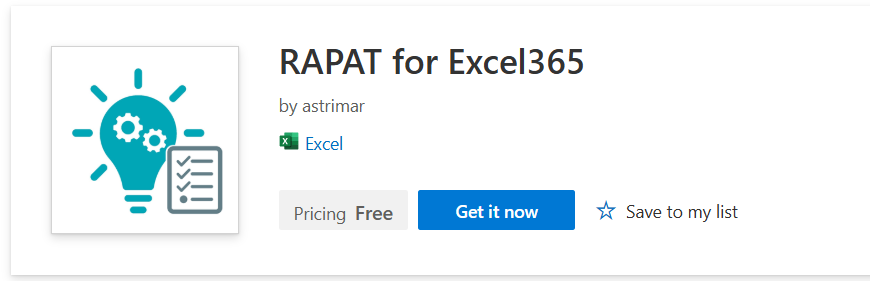 Screenshot of the RAPAT listing in Appsource